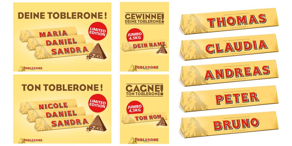 Toblerone Schweiz «Dein Name» Kampagne